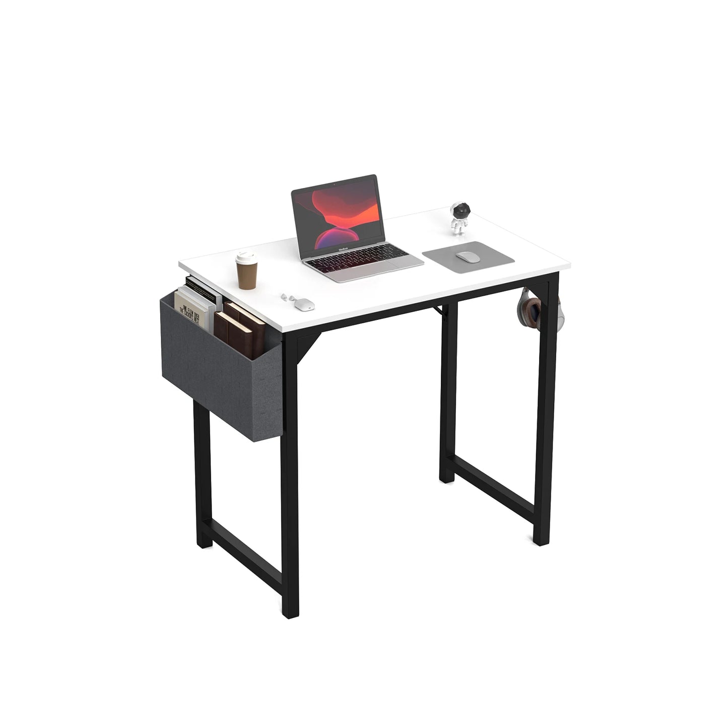 Computer Desk with Side Bag, Headphone Hook