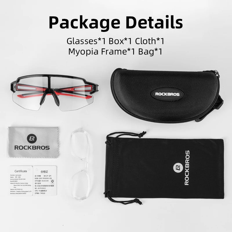 Cycling Glasses, UV400 Photochromic Polarized Lens