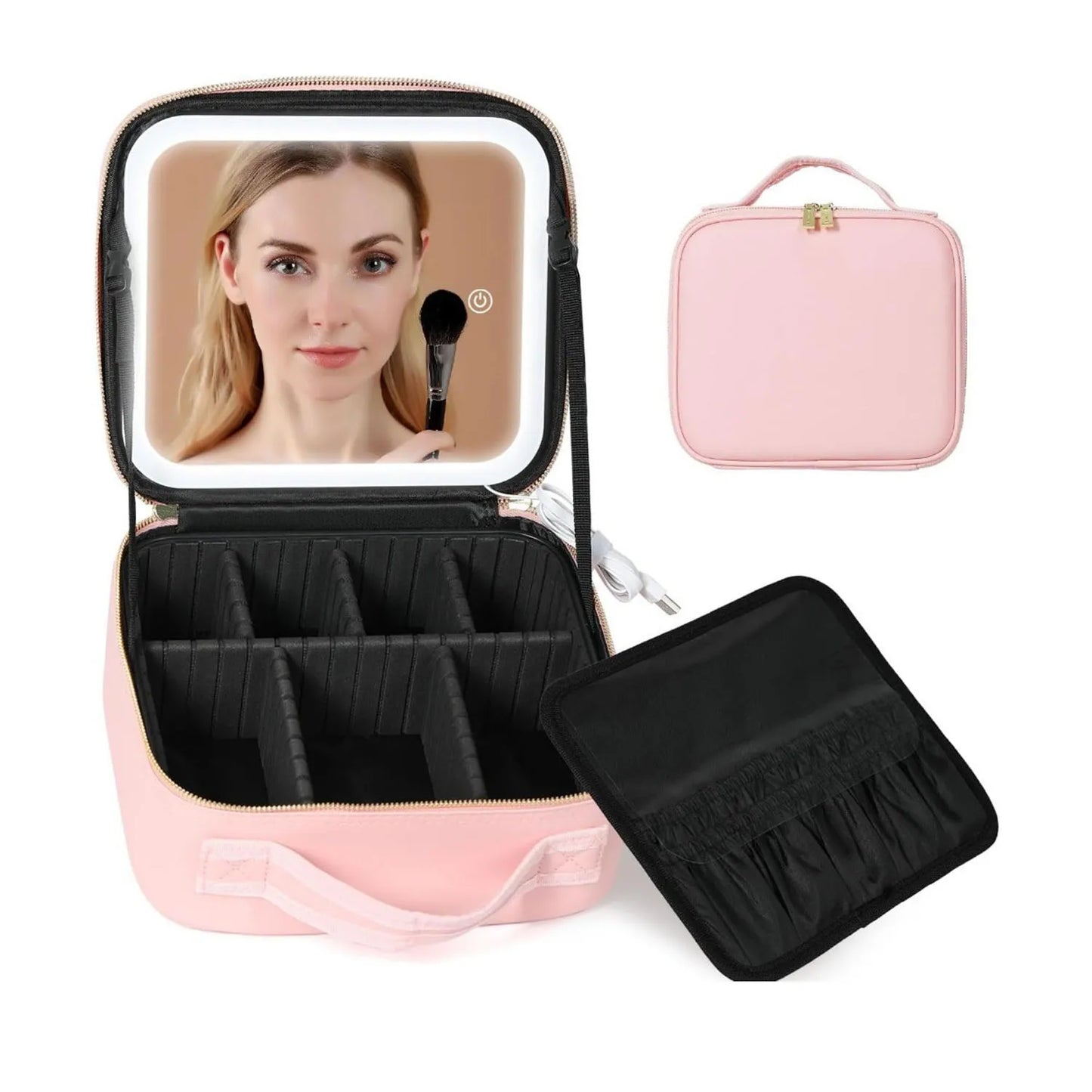 Makeup Train Case With LED Lighted Mirror