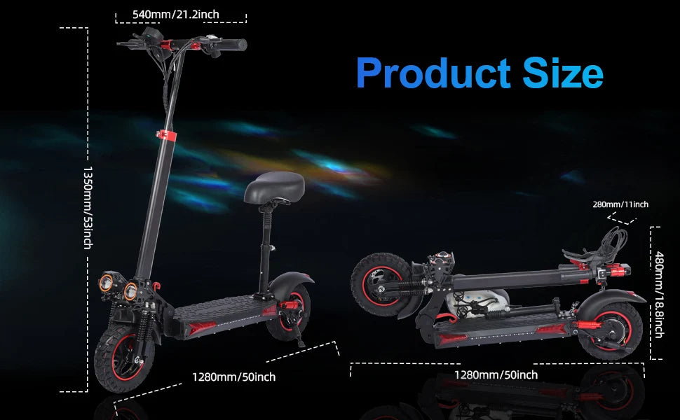 1200W Foldable Adult Electric Scooter with Seat,