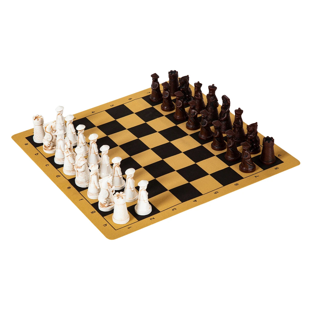 Big Vintage Chess 3d Qing Army Resin Pieces Leather Chessboard Gypsum Game