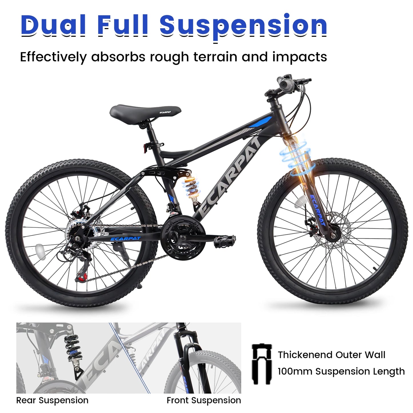 Dual Full Suspension Unisex Mountain Bike 24/26/27.5 Inch
