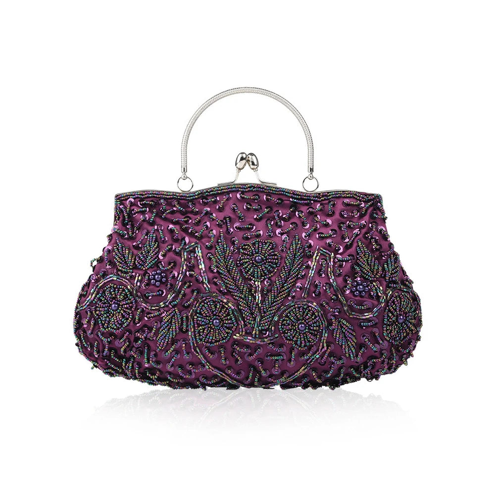 Retro Women's Beaded Evening Clutch Handbag