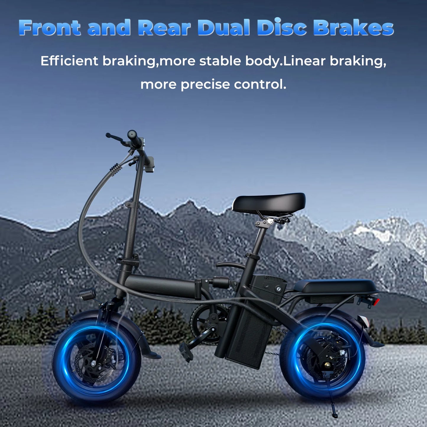 500W Adult 14 Inch Folding Electric Bike, 20 MPH, 48V 12Ah
