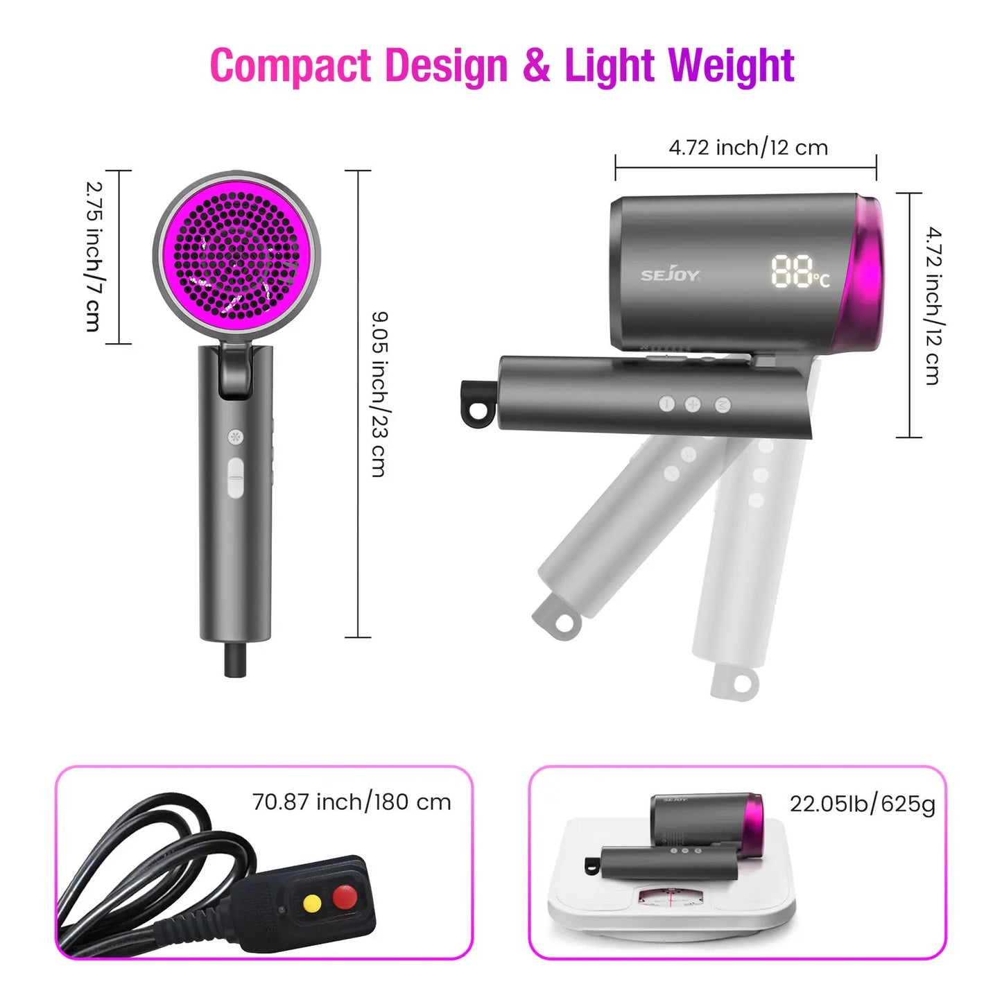 Lightweight Professional Salon Ionic Hair Dryer 1800W