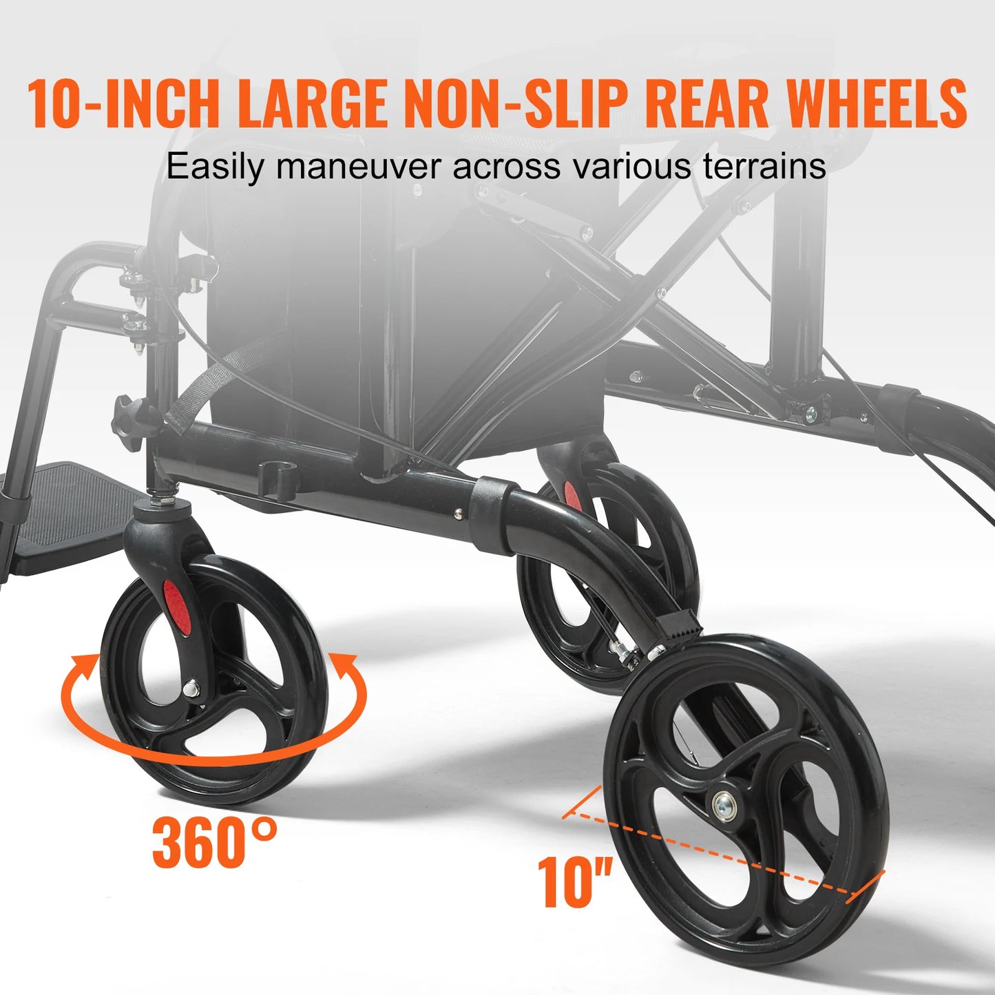 2-in-1 Rollator Folding Walker & Transport Chair