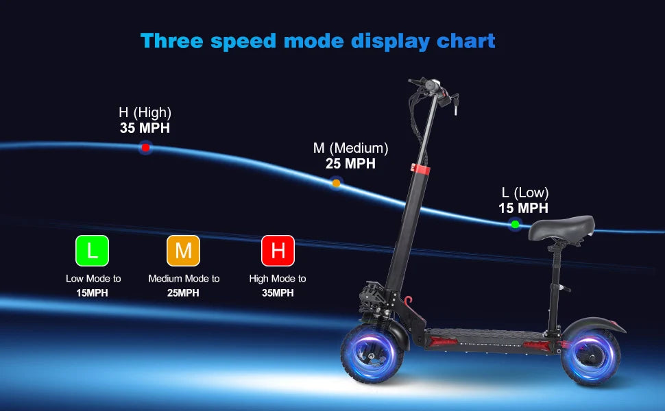 1200W Foldable Adult Electric Scooter with Seat,