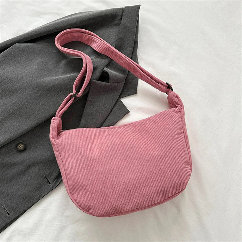 Large Capacity Corduroy Crossbody Bags for Women