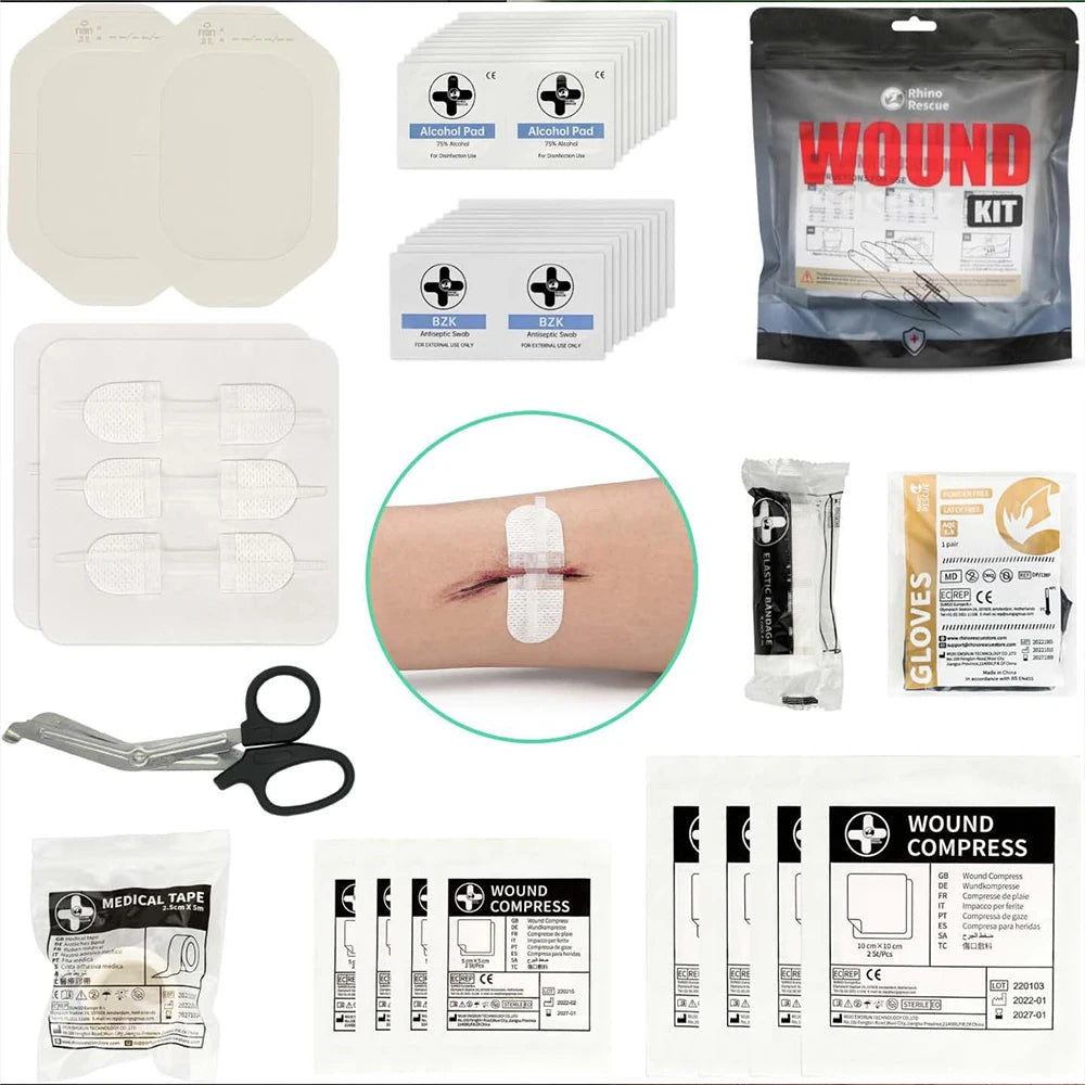 Laceration Closure Kit with Wound Dressings for Cut Care