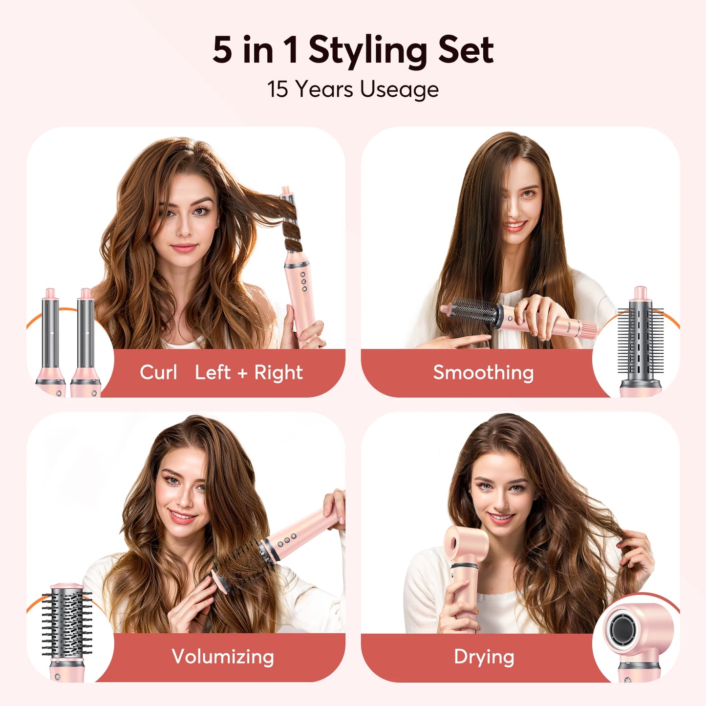 5 in 1 Multi Styling Hair Dryer, Straightener & 32mm Curling Hair Care