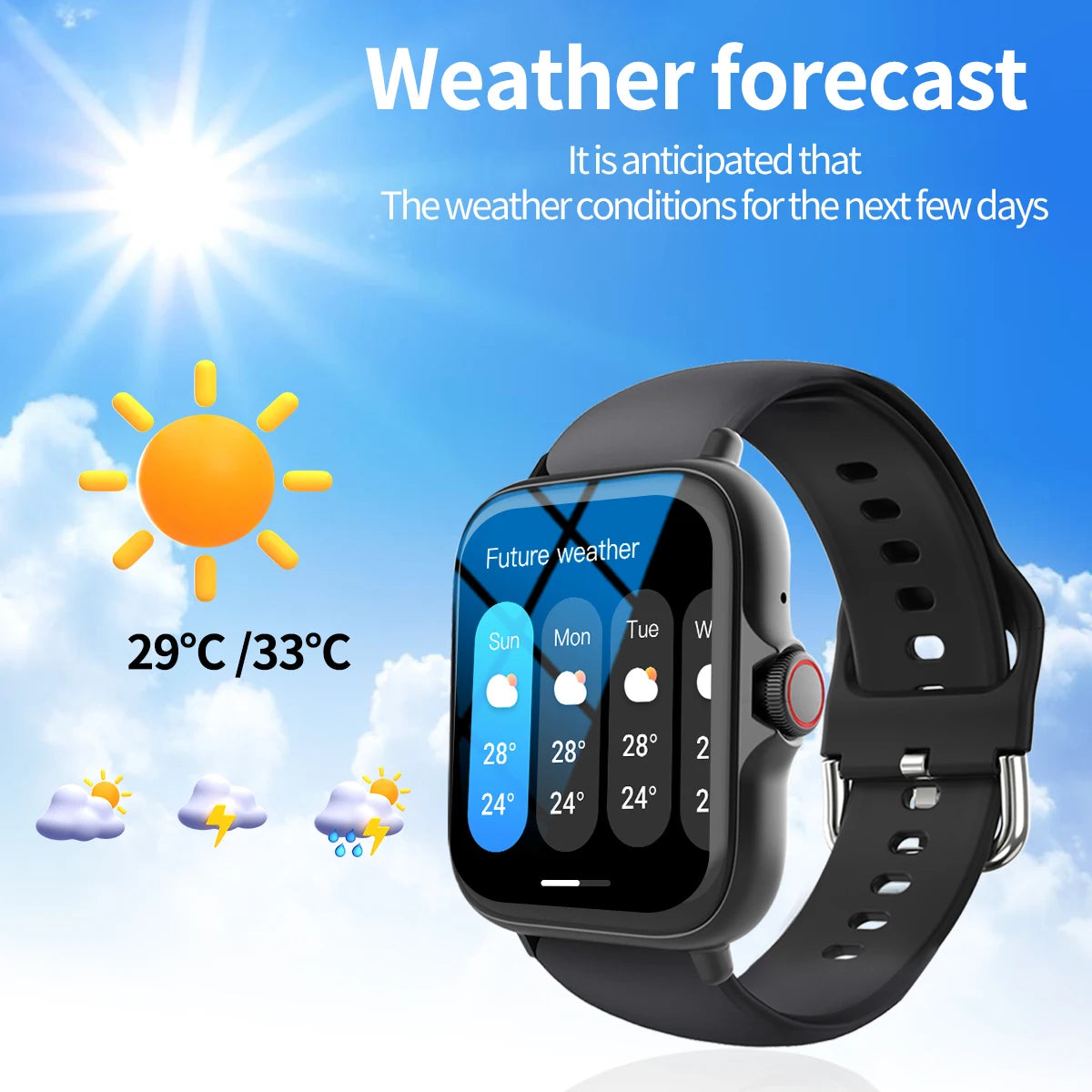 Smart watch with full touch screen, call, message reminder.