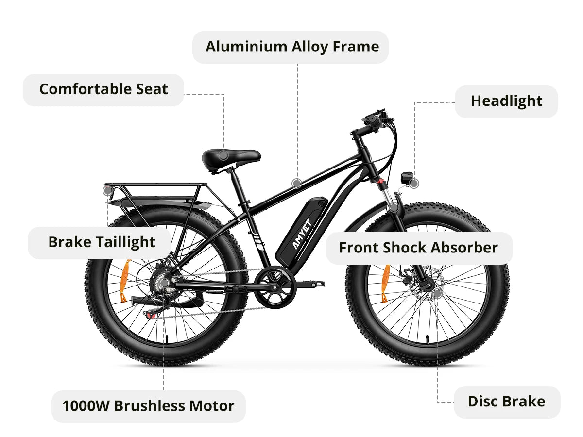 EB26 48V 15AH 31 MPH 1000W Electric Mountain Bike for Adults