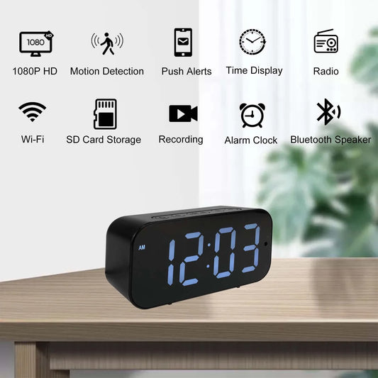 Clock Camera with 1080P HD, Motion Detection, Remote Viewing, Recording