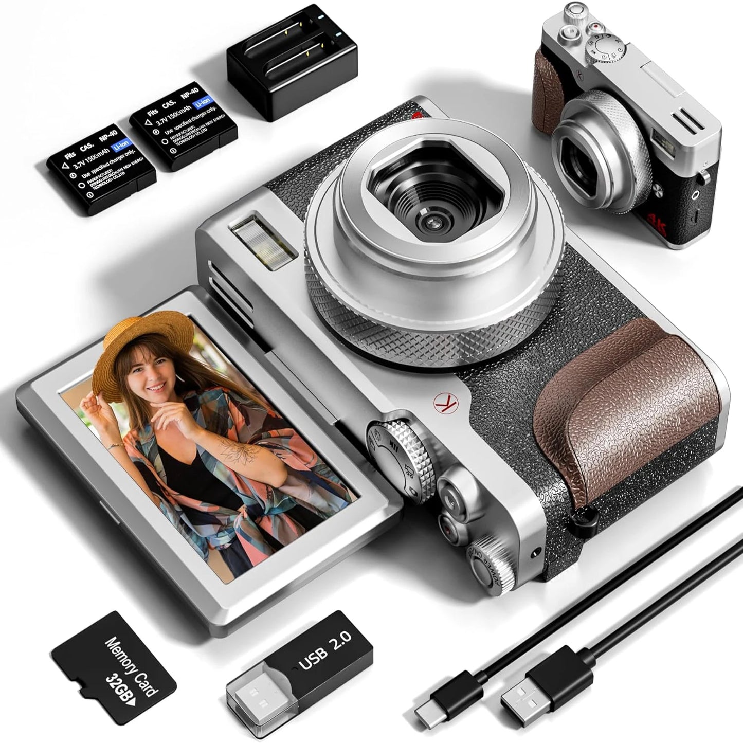 56 MP Digital Photography Camera, 4K Vlogging, 180° Flip Screen