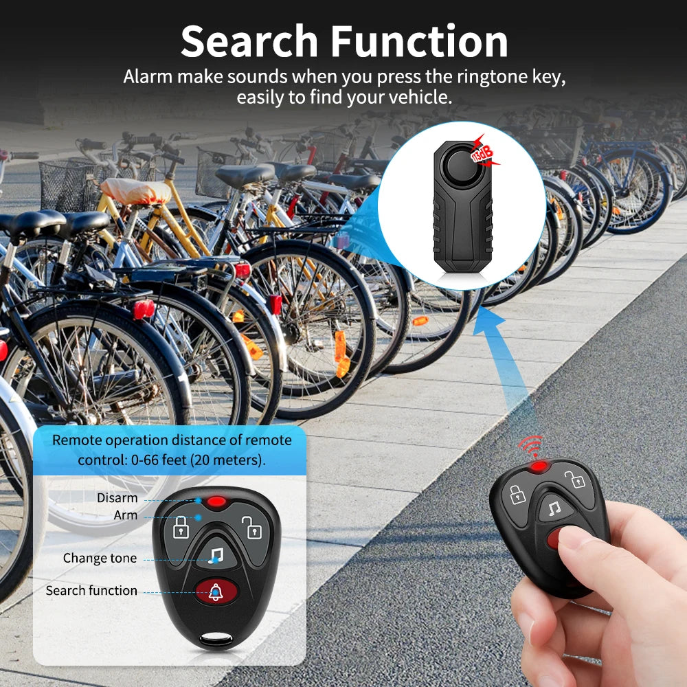 Bike Anti-Theft Alarm With Rechargeable Remote