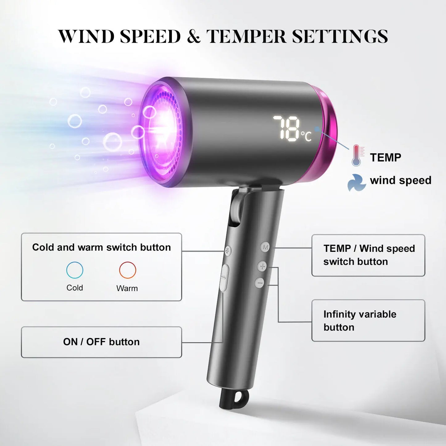 Lightweight Professional Salon Ionic Hair Dryer 1800W