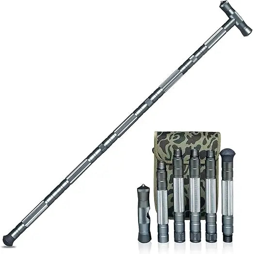 Gray Hiking Tactical Walking Sticks, Portable Trekking Poles