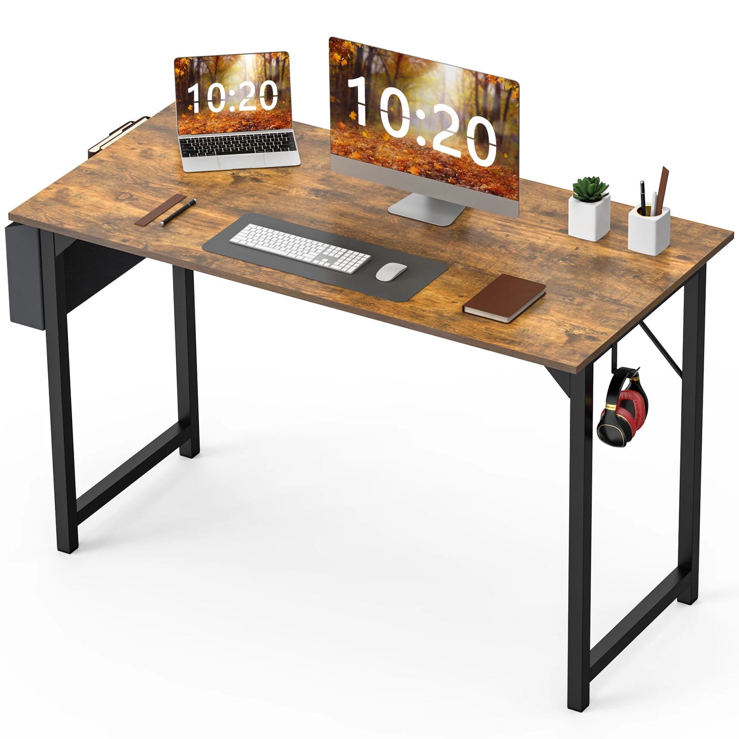 Computer Desk with Side Bag, Headphone Hook