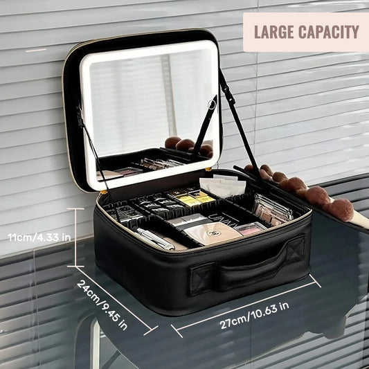 Makeup Train Case With LED Lighted Mirror