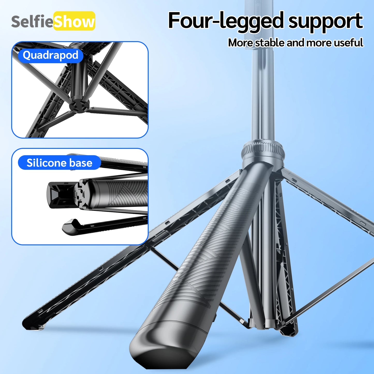 Bluetooth Tripod 360°Auto-Rotation AI Tracking Remote Control Quadrapod