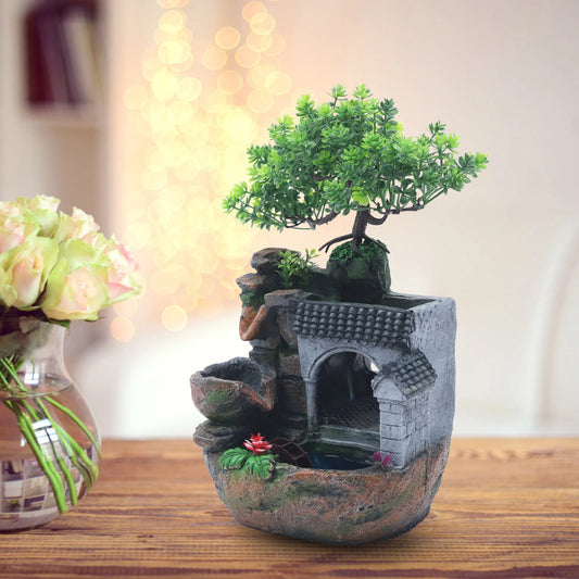 LED Desktop Water Fountain, Waterfall Ornament w/Pump