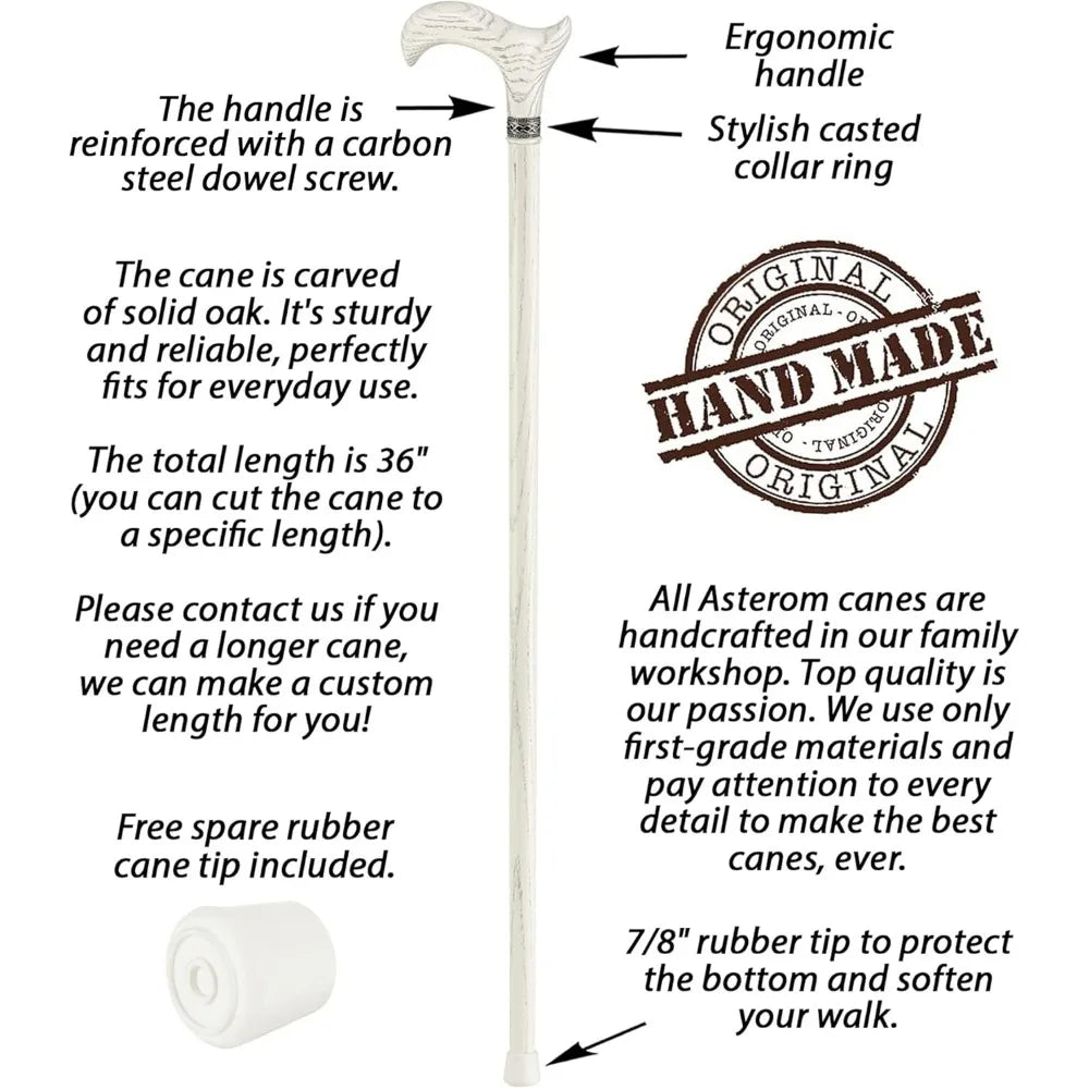 Handmade White Wooden Walking Cane