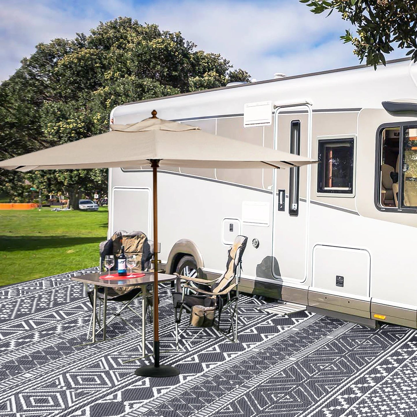 Outdoor 5x8 Waterproof Reversible Patio Rug
