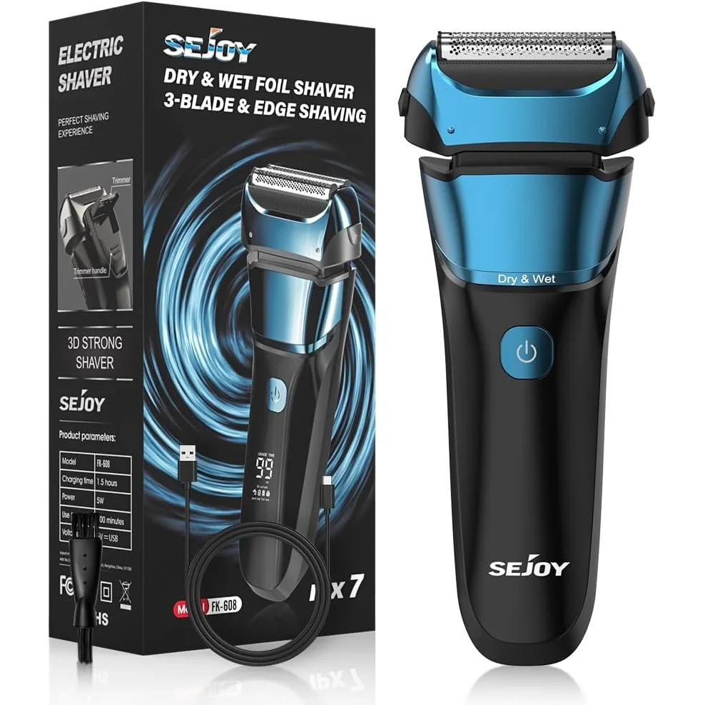 Electric Razor for Men, Foil Shaver with 3-Blade Edge