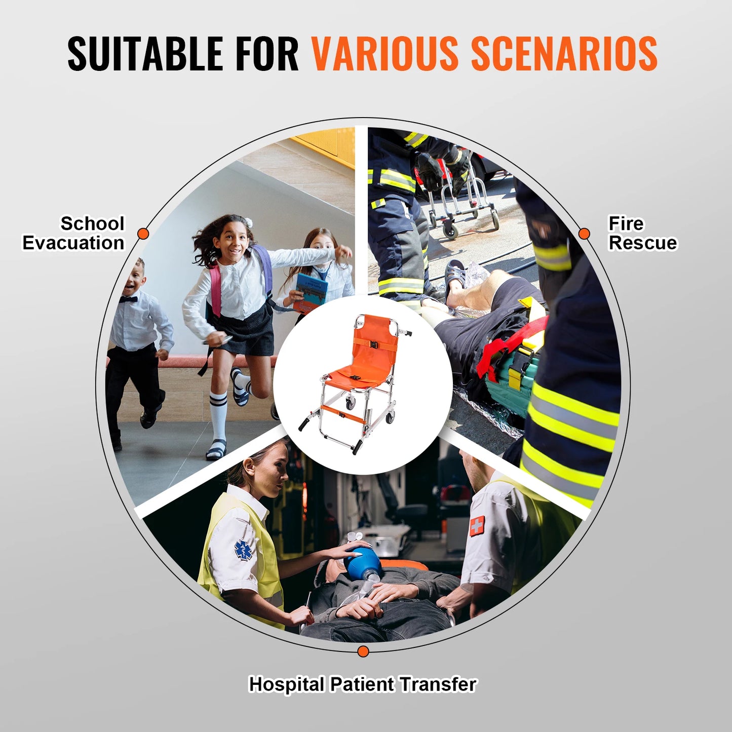 350lbs Capacity EMS Foldable Lift Wheelchair