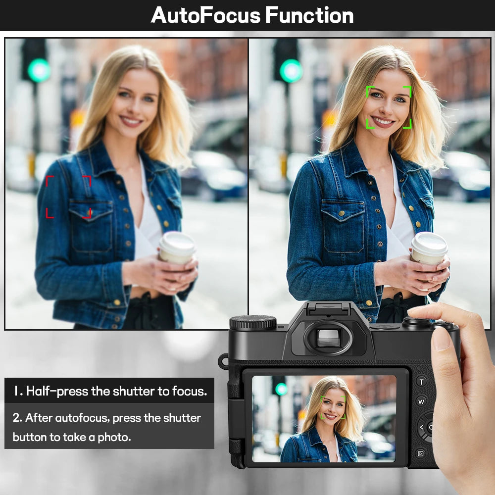 4K WIFI Digital Webcam Camera, 3 Inch Flip Screen