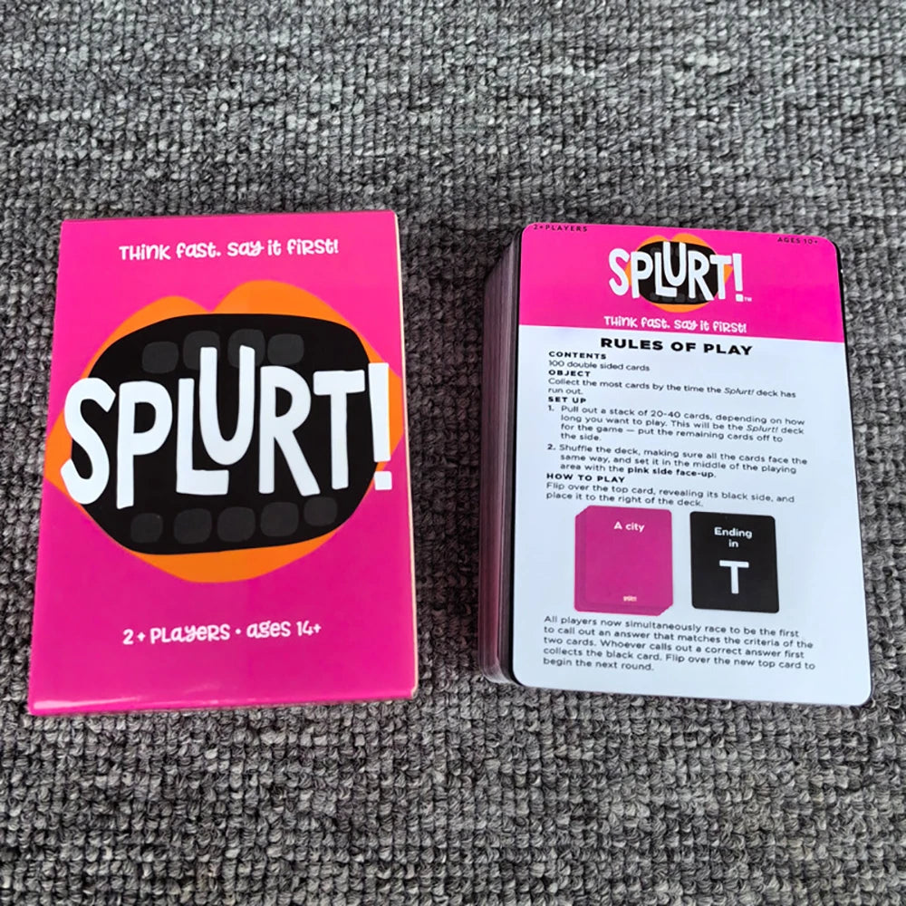 Splurt! Quick-Think & Say It First! Portable Party Card Game