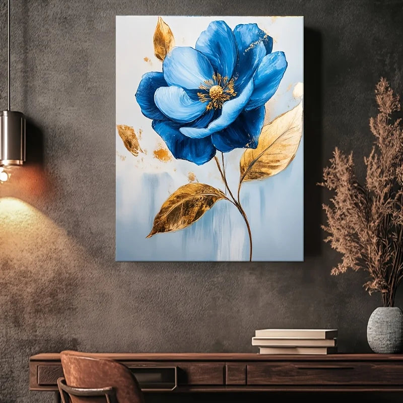 Elegant Blue Flowers 12x16" Framed Wall Art