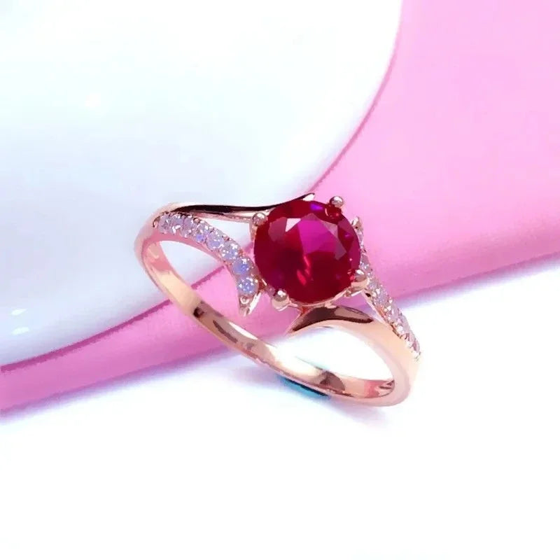 High Quality Fashion Jewelry Inlaid Ruby Sets, Earrings, Necklace, and Ring