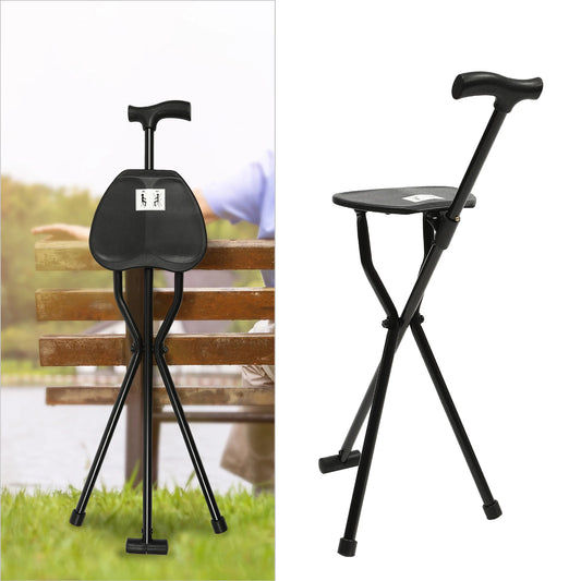 Portable Folding Walking Cane with Tripod Seat