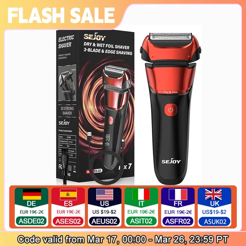 Electric Razor for Men, Foil Shaver with 3-Blade Edge