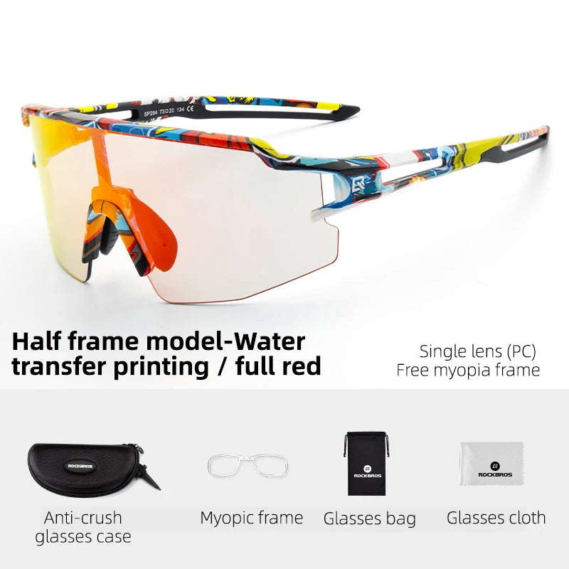 Cycling Glasses, UV400 Photochromic Polarized Lens