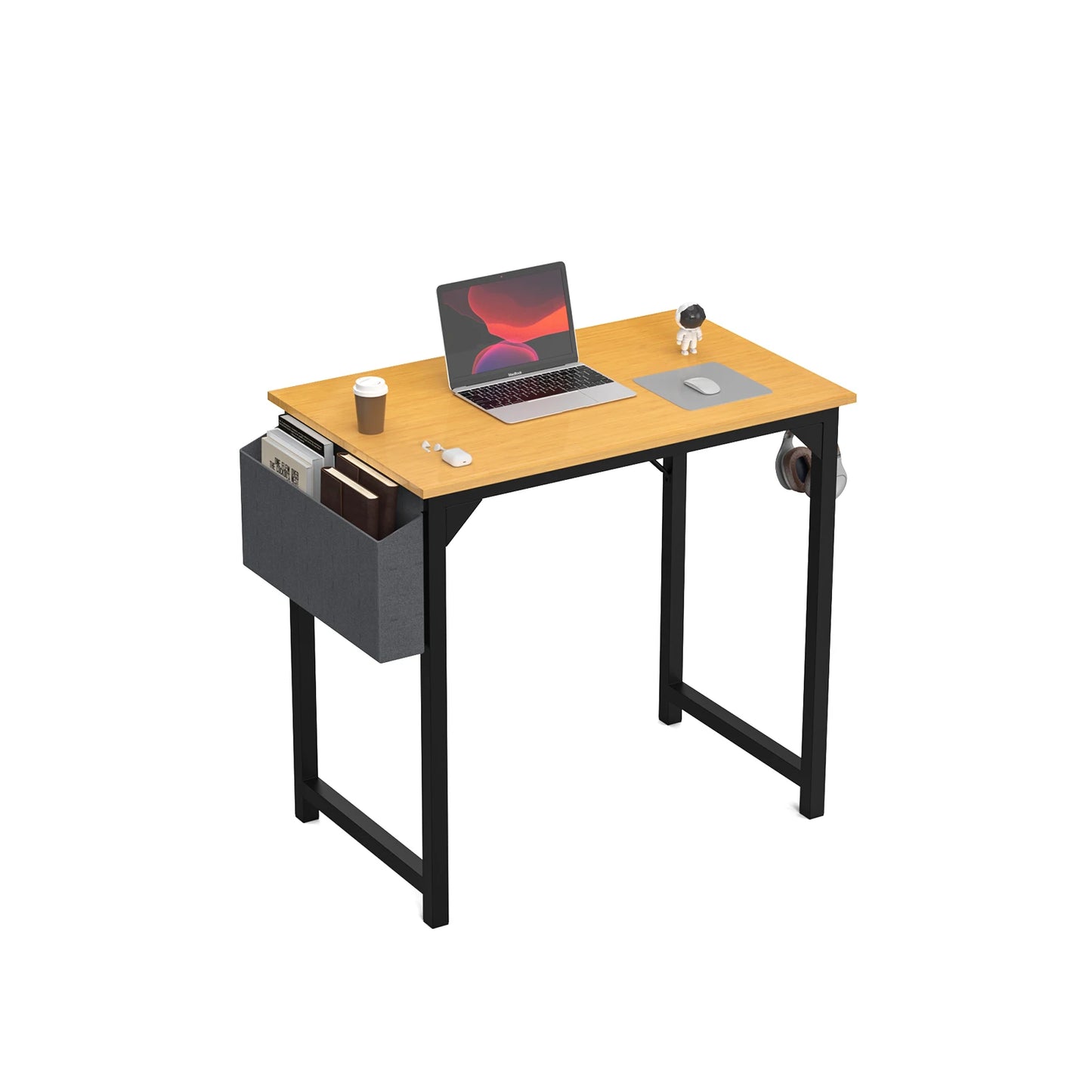 Computer Desk with Side Bag, Headphone Hook