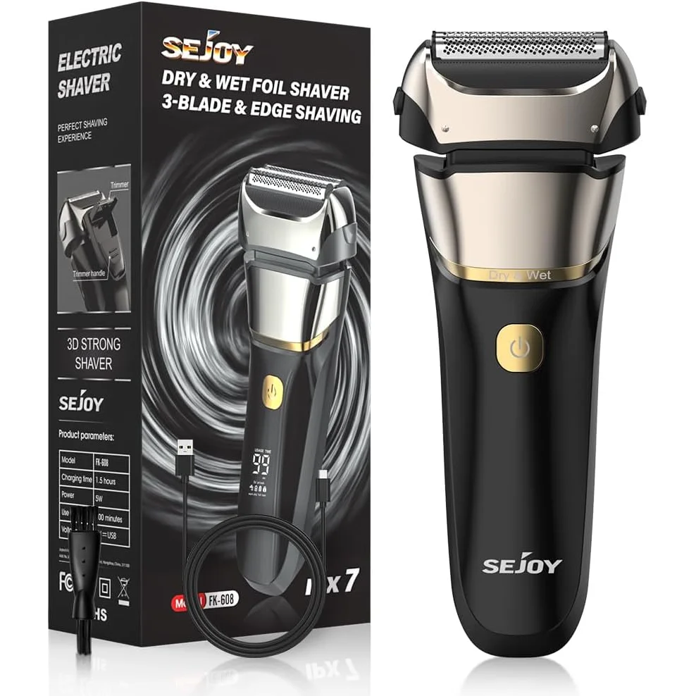 Electric Razor for Men, Foil Shaver with 3-Blade Edge