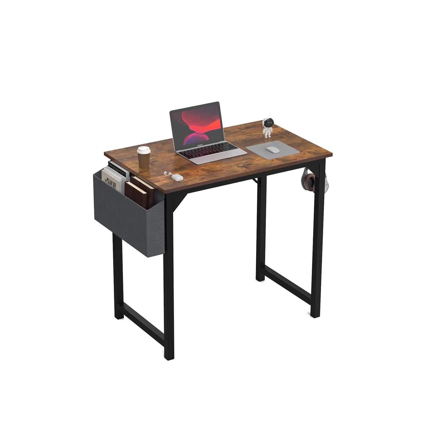 Computer Desk with Side Bag, Headphone Hook