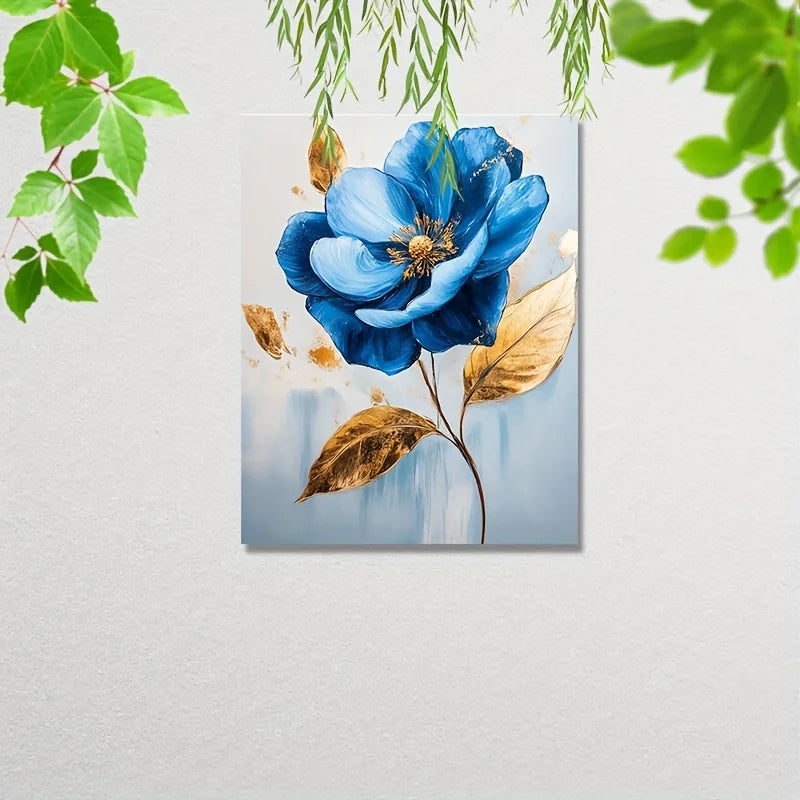 Elegant Blue Flowers 12x16" Framed Wall Art