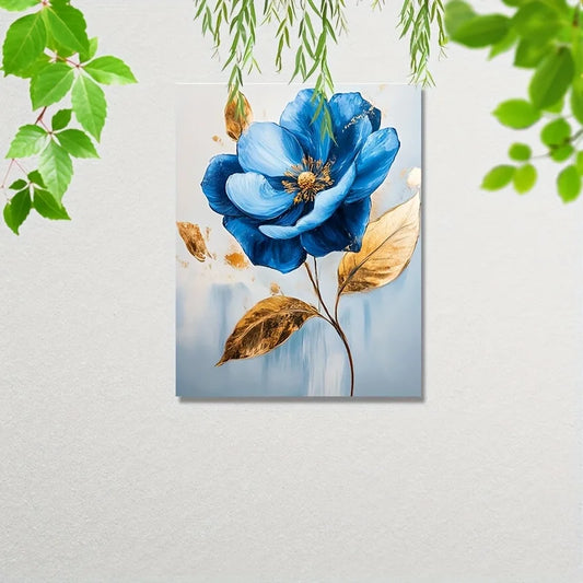 Elegant Blue Flowers 12x16" Framed Wall Art
