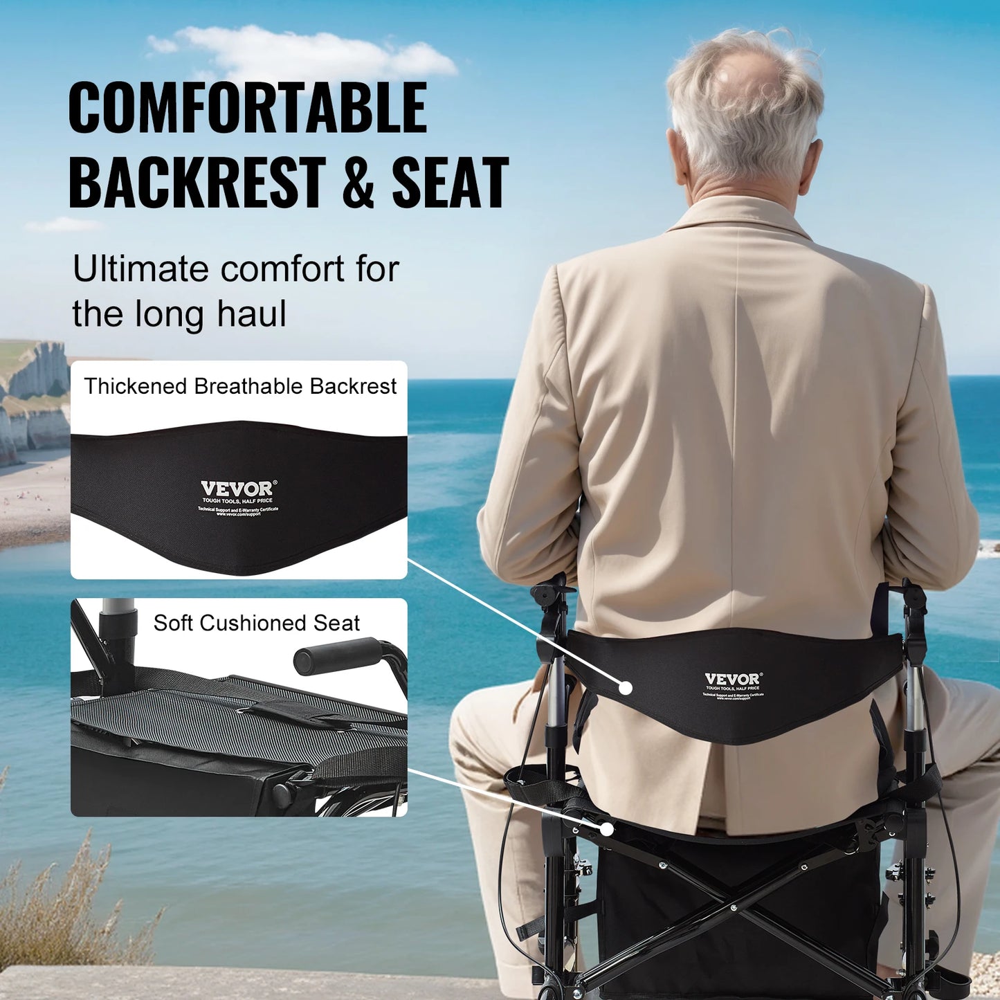 2-in-1 Rollator Folding Walker & Transport Chair