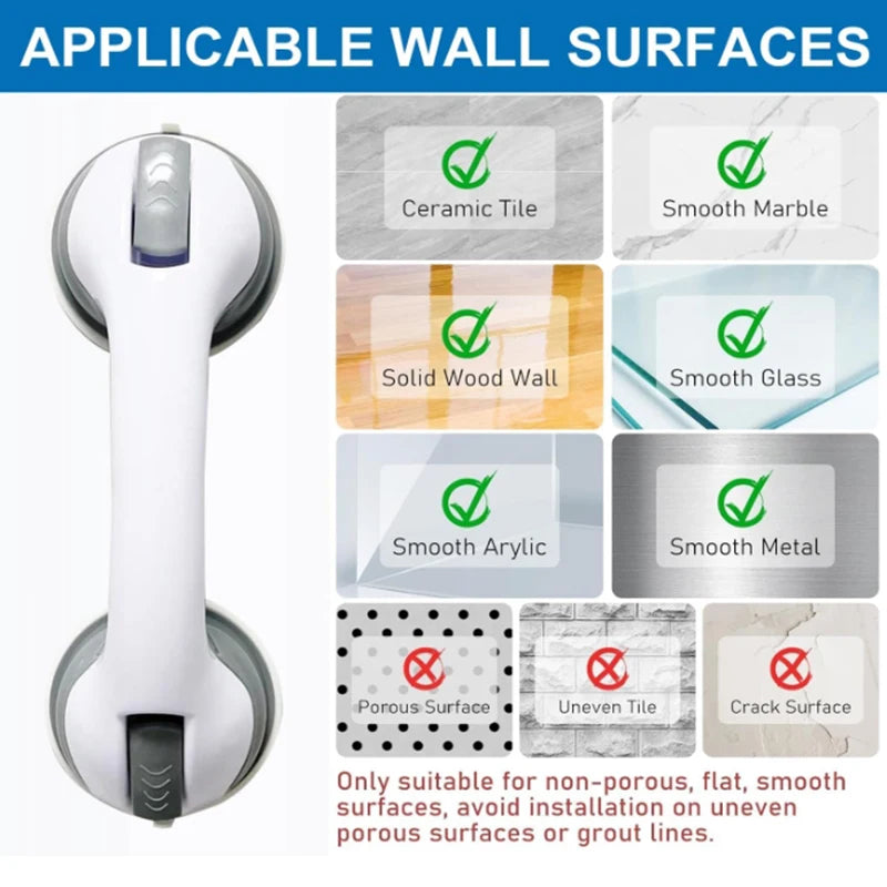 Dual Locking Suction Cup Bathroom Safety Grab Bars