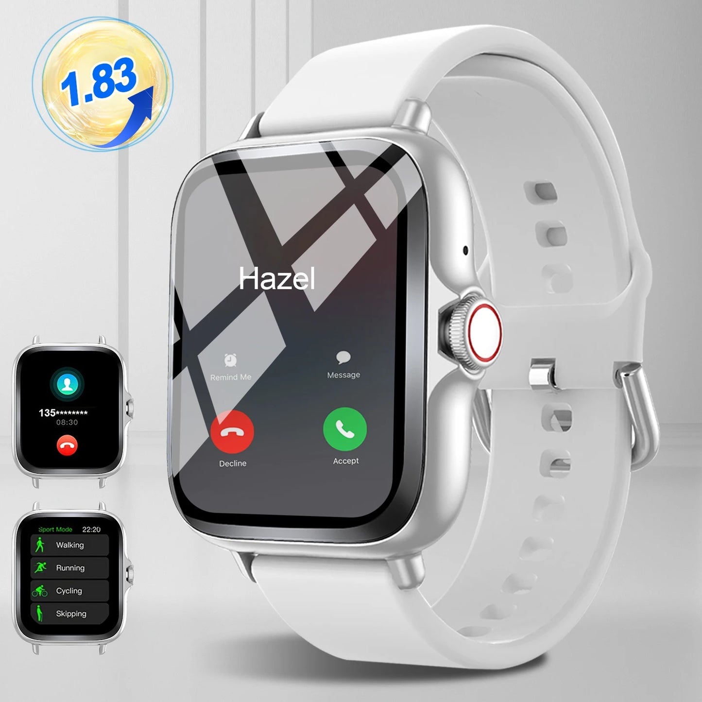 Smart watch with full touch screen, call, message reminder.