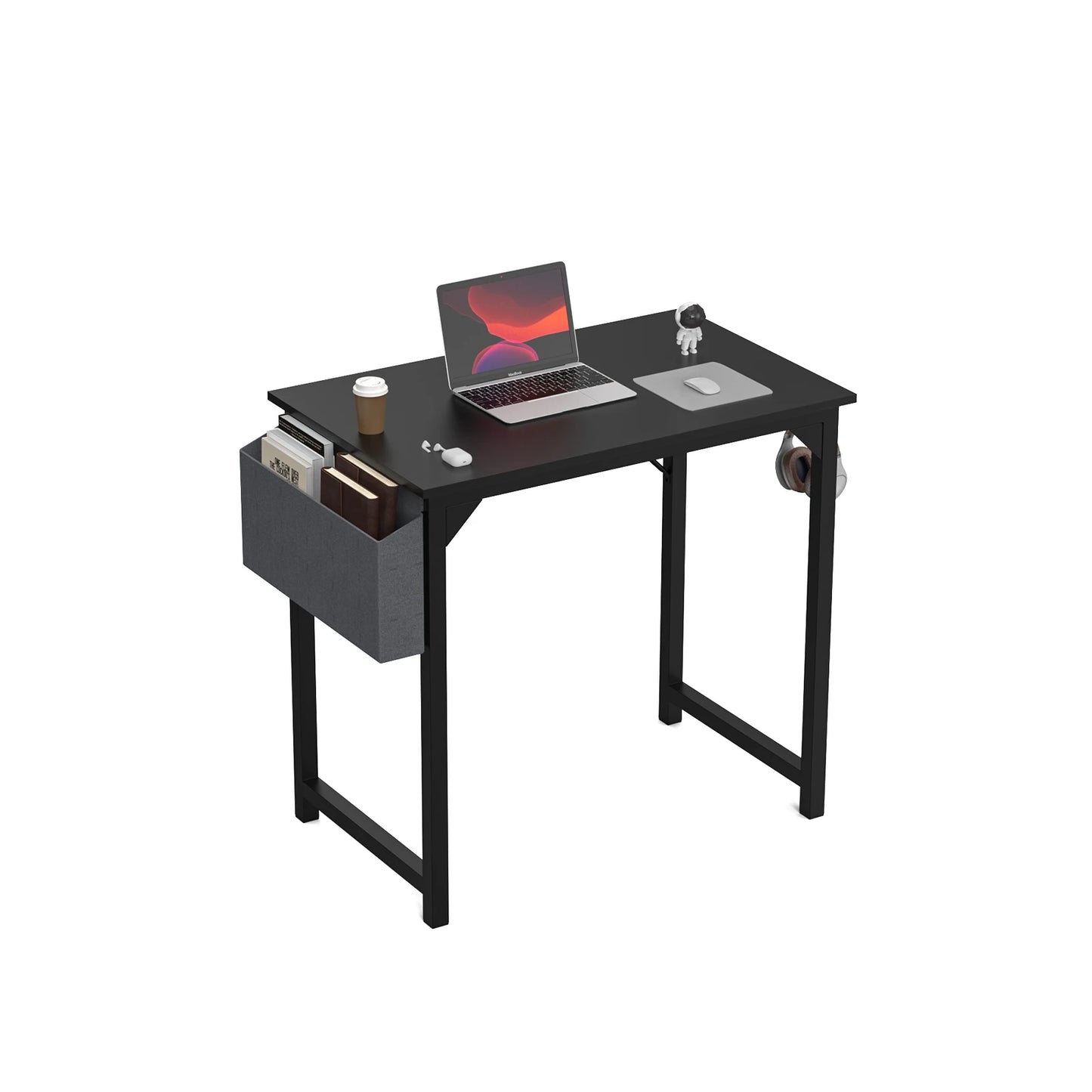 Computer Desk with Side Bag, Headphone Hook