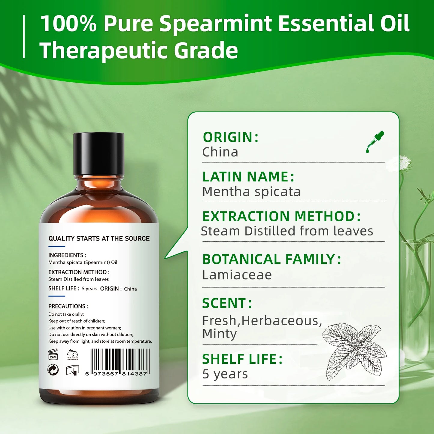 100ML Pure Essential Oils for Diffuser, Humidifier, Massage, Bath