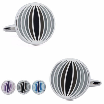 Round Colorful Enamel Cuff Links for Men