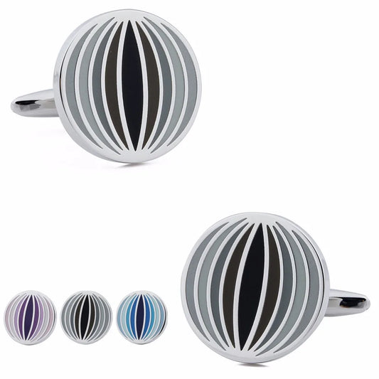 Round Colorful Enamel Cuff Links for Men