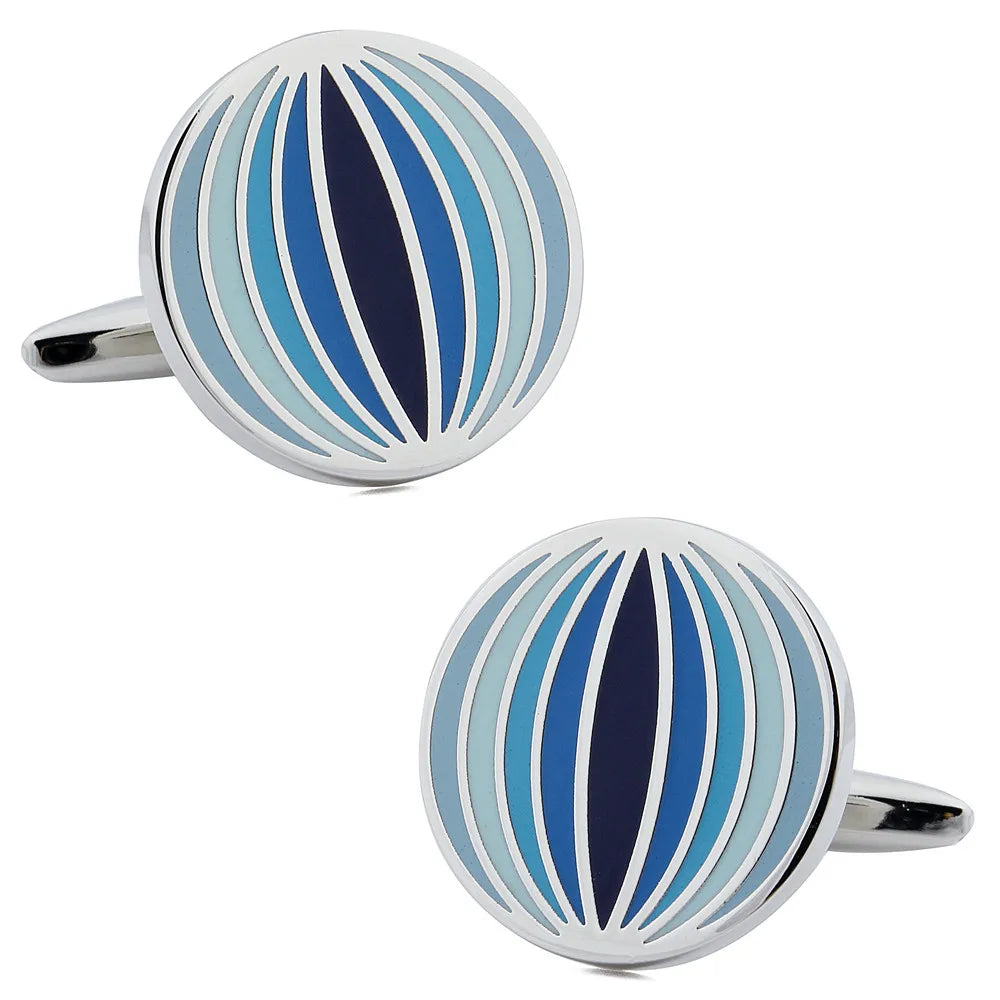 Round Colorful Enamel Cuff Links for Men