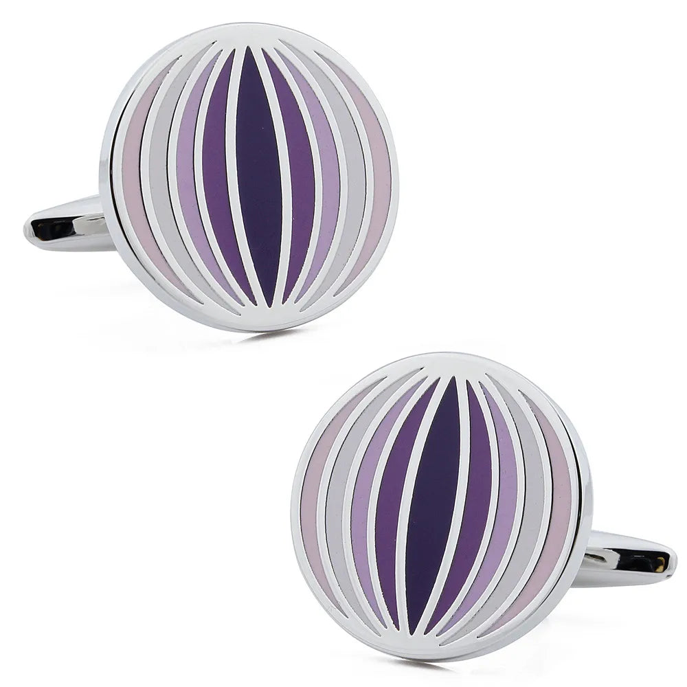 Round Colorful Enamel Cuff Links for Men
